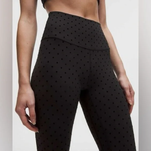 Lululemon Align High-Rise Pant 25" *Flocked in Polka Flock Black Size 12 - Picture 2 of 7